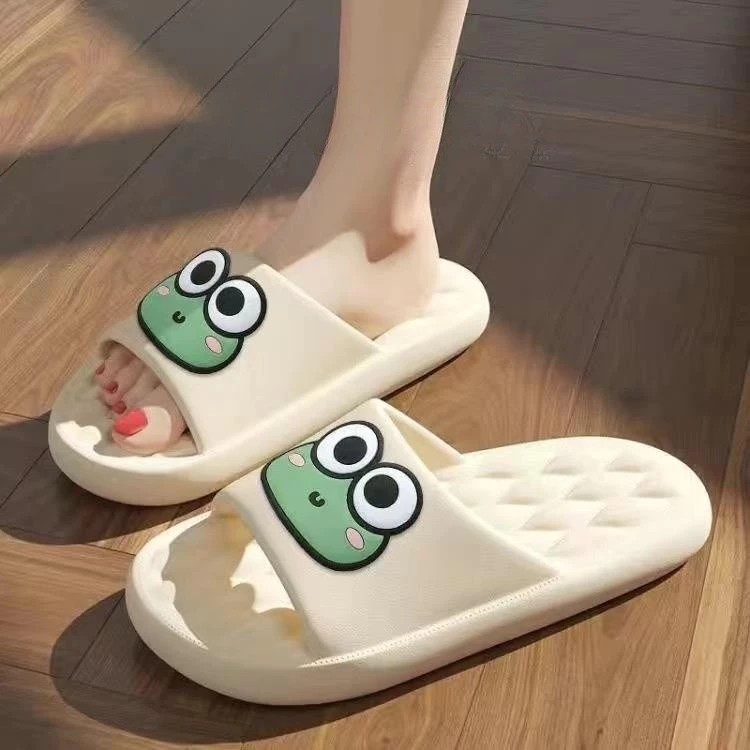 Cartoon bread slippers for women, high quality PVC material, frog shape, super soft sole, suitable for both men and women