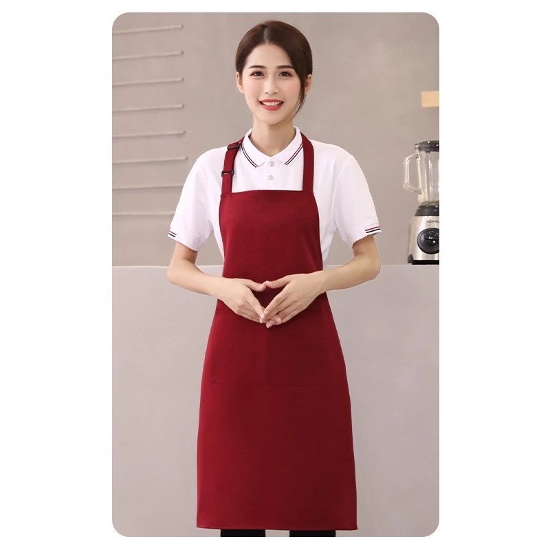 Long bib apron for coffee and restaurant service - Bar apron, khaki uniform apron in many colors