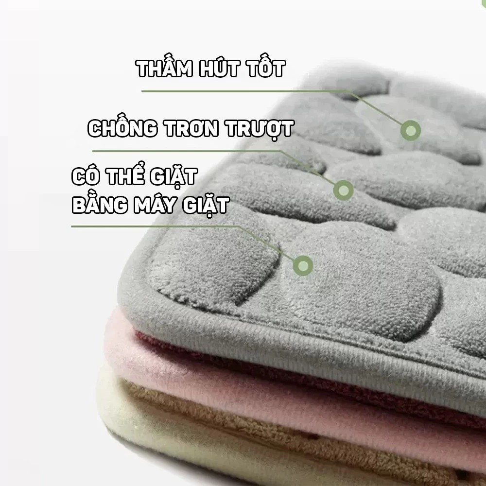 Super Absorbent Doormat - Anti-Slip, 1.5CM Thick, Extremely Fast Water Absorption, Beautiful Embossed Stone Pattern
