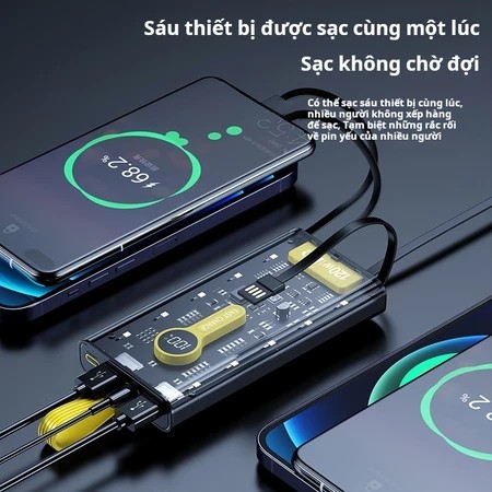 120W 30000mAh Transparent Power Bank Integrated 4 Convenient Charging Ports Super Fast Charging With LED Light