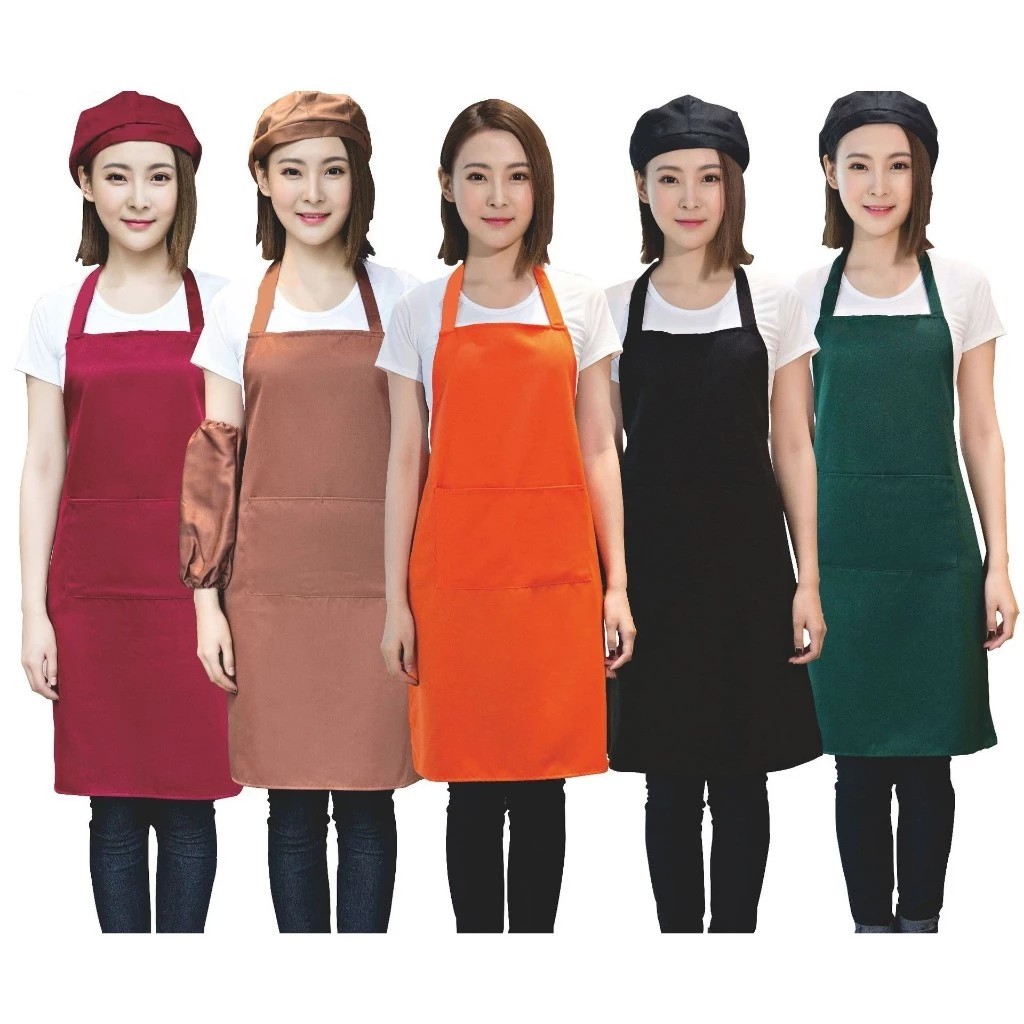 Long bib apron for coffee and restaurant service - Bar apron, khaki uniform apron in many colors