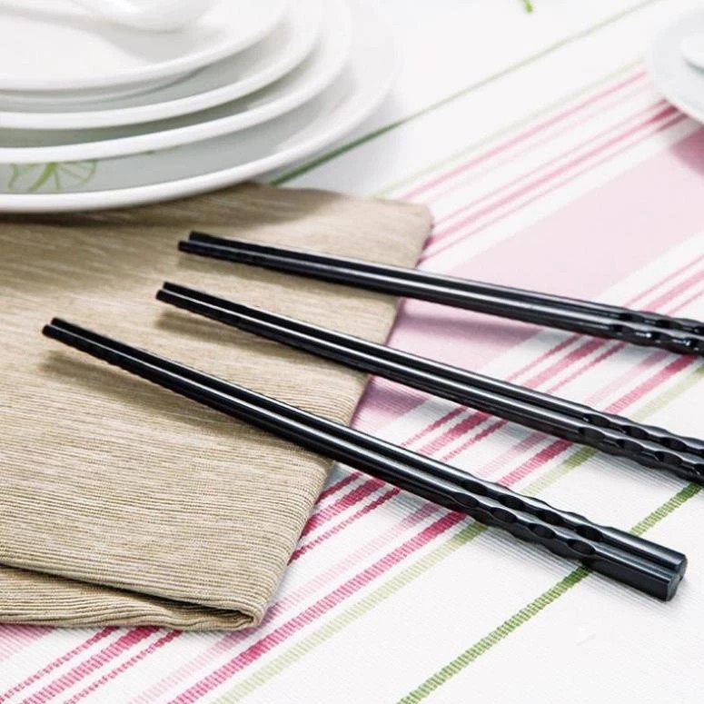 Tray of 10 Pairs of Antibacterial Plastic Chopsticks, Double-Wheel Anti-Slip, Luxurious, High Quality