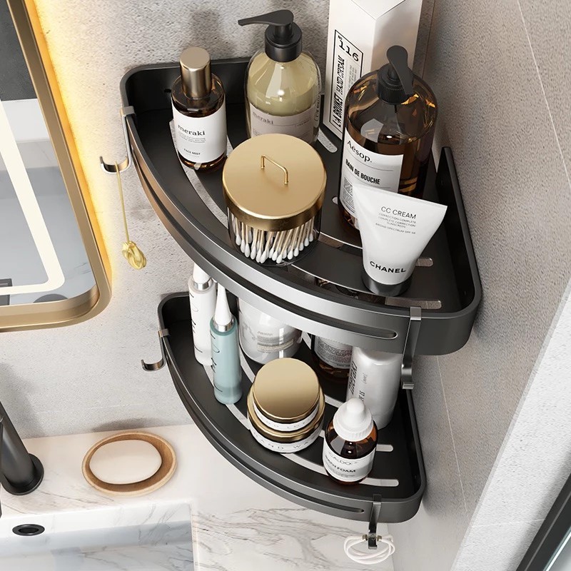 Bathroom Shelves, Wall Shelves Made of Thick, Rust-Free Aluminum, Super Light and Super Convenient (Glue/Screws Included)