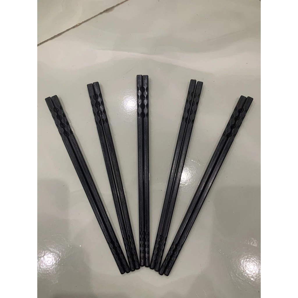 Tray of 10 Pairs of Antibacterial Plastic Chopsticks, Double-Wheel Anti-Slip, Luxurious, High Quality