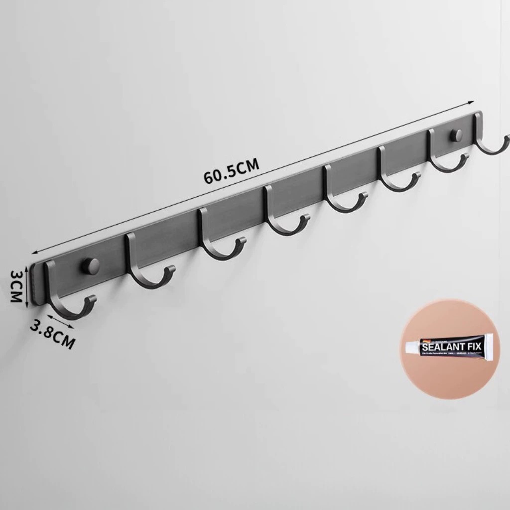 Clothes hanger, hanging bar, fixed wall hook, aluminum alloy, no drilling required